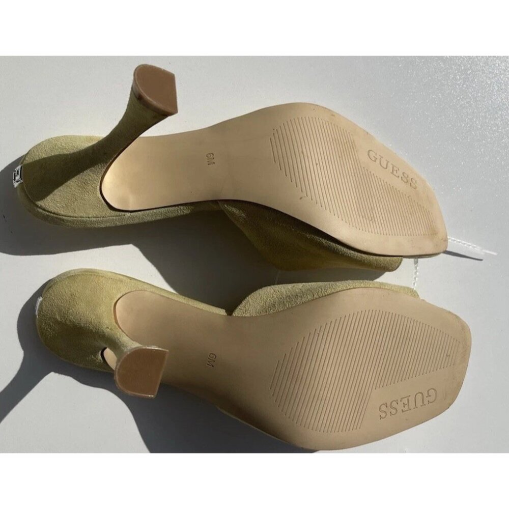 GUESS Yellow Padded Hambree 1191221 Square Toe Leather Heels Women’s Sz 6 - Picture 15 of 16